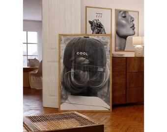 Black & White Cool Girl Art Print – Modern Stylish Body Silhouette Poster, Y2K Fashion Aesthetic Photography Poster, Stockholm Style Art, image 4