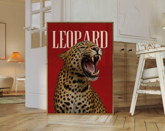 Leopard Wall Art Print, Retro Girly Cheetah Wall Art, Retro Y2K Aesthetic, Tredny Leopard Print, Dopamine Decor for Bold Spaces, Retro Print, image 7