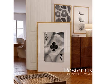 Black And White Ace of Clubs Print, Stockholm Style Playing Card Wall Art, Aesthetic Poker Poster, Modern Stylish Ace Card Poster, image 5