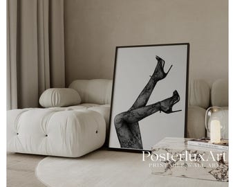 Black Heels Wall Art – Stockholm Style Fashion Photography Poster, Chic Feminine Decor, Modern Black & White Wall Art, Fashion Girl Poster, image 1