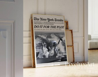 Set of 6 Trendy Newspaper Print – Girly Wall Art, Retro Dorm Room Decor, Black & White Newspaper Prints, Newspaper Wall Decor, Apartment Art, image 8