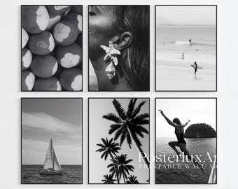 50+ Coastal Fashion Wall Art Bundle, Stockholm Style Black and White Prints, Beach Minimalist Poster Set, Modern Neutral Scandinavian Decor, image 9