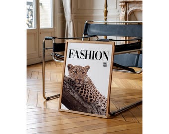 Fashion Leopard Wall Art Print, Modern Y2k Magazine Print, Cheetah Wall Art, Stylish Animal Chic Aesthetic Decor, image 4