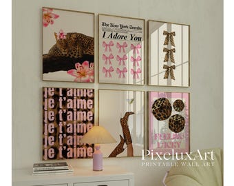150+ Pink Y2K Gallery Leopard Wall Art Set | Coquette Cheetah Print Wall Set, Girly Preppy Dorm Room Decor, Trendy Aesthetic Poster Bundle, image 10