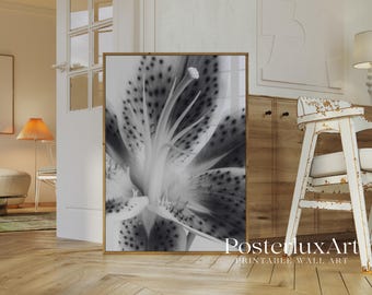 Stockholm Style Black & White Flower Print, Minimalist Botanical Wall Art, Modern Scandinavian Home Decor Poster, Digital Download, image 3