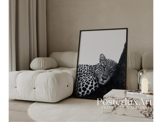 Black And White Leopard Wall Art Print