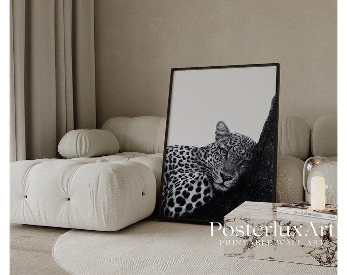 Black And White Leopard Wall Art Print, Modern Y2k Fashion…