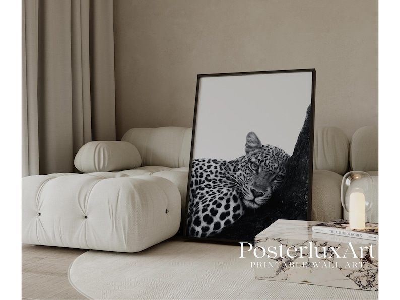 Black And White Leopard Wall Art Print
