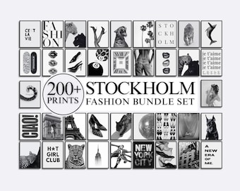 200+ Stockholm Fashion Wall Art Bundle | Modern Prints, Leopard, Fashion, Chic and Stylish Gallery Set, Aesthetic Black & White Wall Art Set