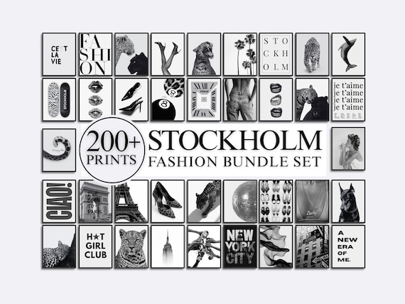 200+ Stockholm Fashion Wall Art Bundle | Modern Prints, Leopard, Fashion, Chic and Stylish Gallery Set, Aesthetic Black & White Wall Art Set