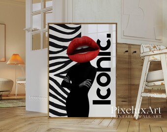 Red Black Leopard Wall Art Set, Y2k Gallery Wall Set, Stylish And Cool Girly Red Aesthetic Art for Dorm Room, Leopard & Collage Print, image 5