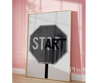 Black And White Collage Apartment Print, Start Art Y2k Fashion Print, Motivational Typography Posteri, Stylish And Cool Aesthetic Art, image 5