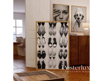 Black and White Vintage Heels Poster – Retro High Heels Wall Art, Luxury Shoe Print, Fashion Home Decor, Stockholm Style Heels Print, image 4