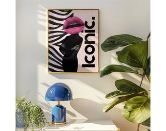 Pink Black Wall Art, Preppy Collage Apartment Print, Pink Gray Y2k Fashion Print, Feminist Quote, Stylish And Cool Girl Aesthetic Wall Art, image 2