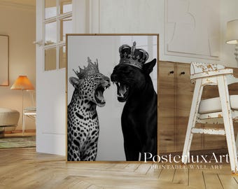 Luxury Leopard & Panther Wall Art, Stockholm Style Royal Jungle Modern Aesthetic Chic Apartment Decor, Stylish Y2K Fashion Leopard Print, image 5