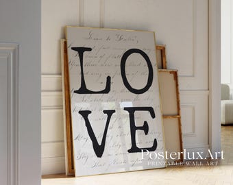LOVE Poster | Minimalist Black and White Wall Art | Modern Typography Printable | Scandinavian Romantic Decor | Neutral Home Print, image 4