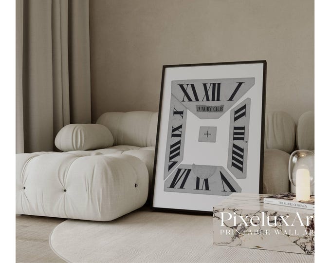 Black and White Watch poster – Y2K Aesthetic Clock Print…