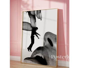 Surreal Feminist Collage Art Print | Black and White Abstract Poster | Y2K Modern Minimal Wall Decor | Trendy Stylish Girl Aesthetic Art, image 4