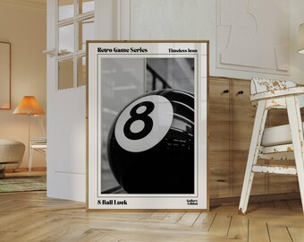 Retro Lucky 8 Ball Poster, Eight Pool Ball, Collage Wall Art, Game Room Print, Trendy Retro Bar Cart Print, 70s Poster, Trendy Wall Art, image 7