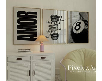 Set of 6 Gallery Wall Print – Fashion Print, NYC Wall Art, Trendy Aesthetic Chic Y2K Apartment Decor, Black And White Funky Art,, image 3