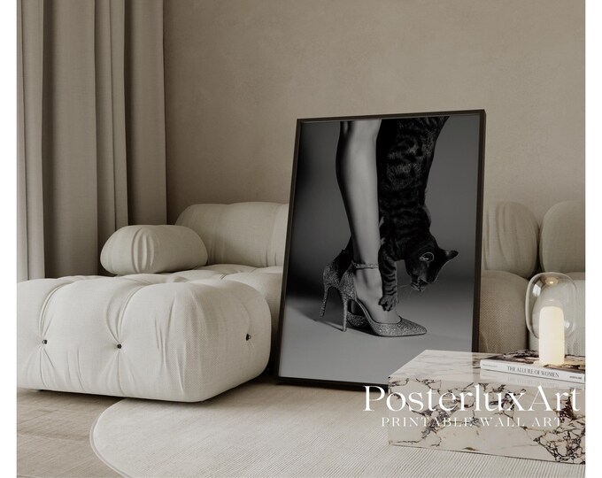 Stockholm Fashion Girl Poster, Black and White Wall Art…