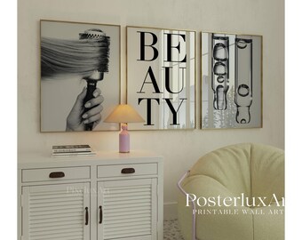 Black and White Beauty Salon Wall Art Set | Spa Bathroom Posters, Y2K Makeup Art Decor, Girly Hair Salon Poster, Beauty Gallery Set, image 3
