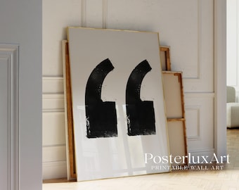 Quotation Mark Poster | Minimalist Black and White Wall Art | Modern Typography Print | Abstract Graphic Home Decor Printable, image 4