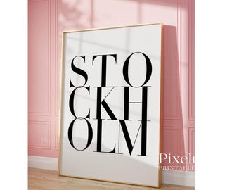 Modern Stockholm Typography Print – Black and White Stockholm Aesthetic Print, Cool Y2K Fashion Prints, Stylish Chic Apartment Decor, image 4