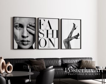 Stockholm Style Fashion Gallery Wall Set of 6, Super Model Poster, Leopard Print, Skateboard Art, High Heels Photography, Modern Chic Decor, image 3