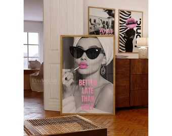 Set of 3 Collage Apartment Print, Black And White Y2k Fashion Print, Feminist Pink Stylish And Cool Girl Aesthetic Art for Teen & Dorm Room, image 5