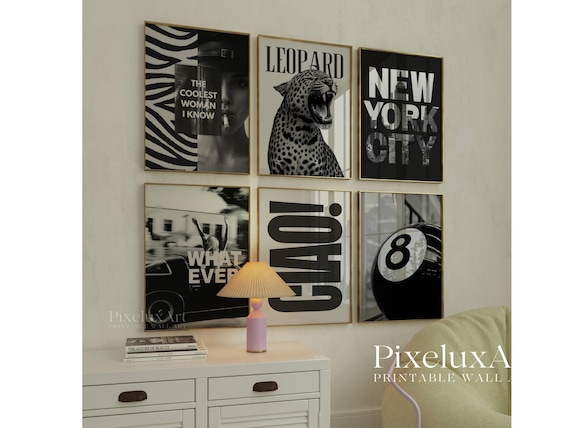 Set of 6 Retro Gallery Girly Prints