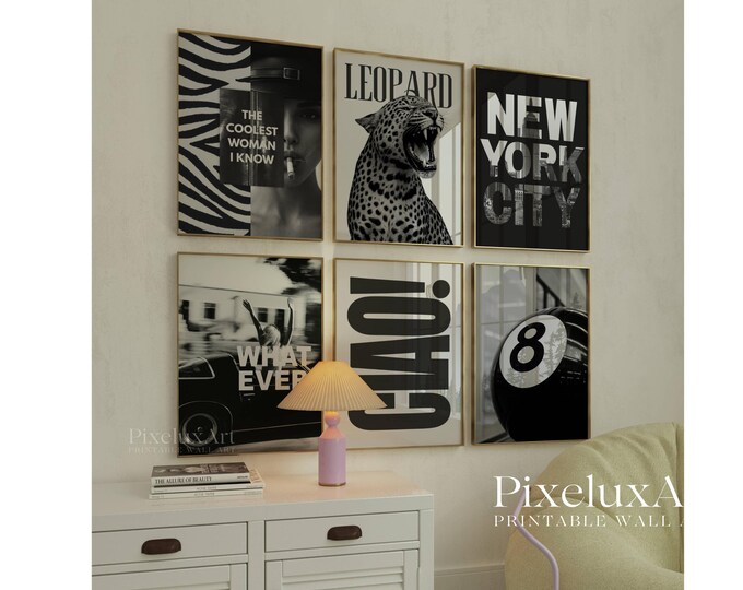 Set of 6 Retro Gallery Girly Prints – Trendy Wall Art…