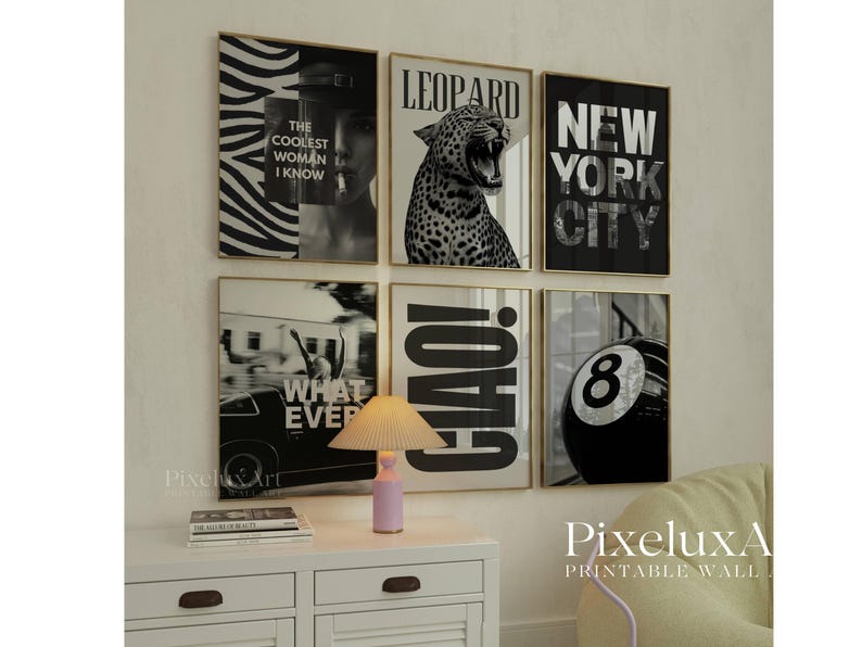 Set of 6 Retro Gallery Girly Prints