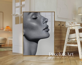 Black And White Female Portrait Art Print – Modern Stylish Body Silhouette Poster, Y2K Fashion Aesthetic Poster, Trendy Stockholm Style Art, image 3
