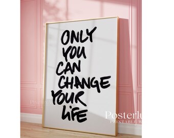 Motivational Typography Wall Art – Scandinavian Quote Print, Modern Minimal Inspirational Poster, Black and White Home Decor, image 5
