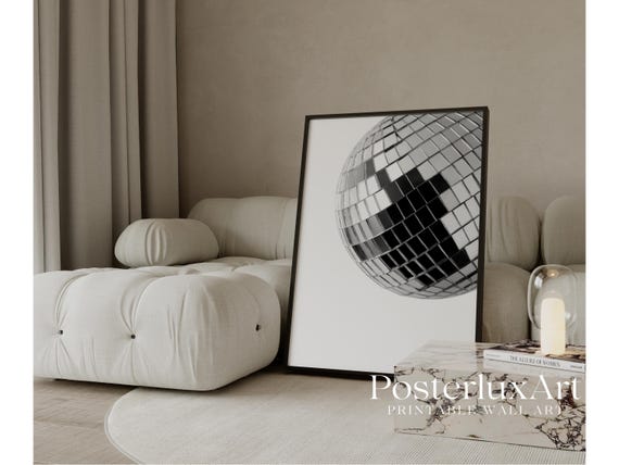 Black & White Disco Ball Wall Art Print