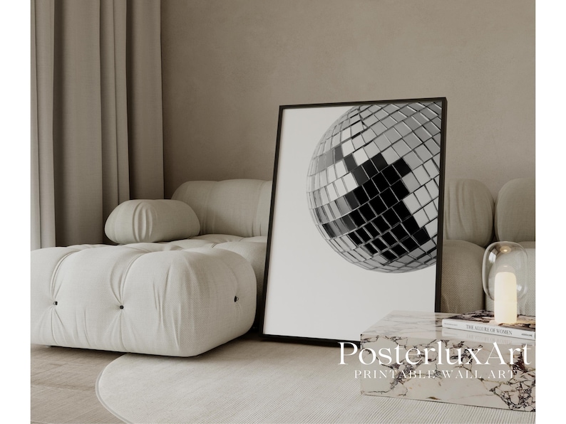 Black & White Disco Ball Wall Art Print