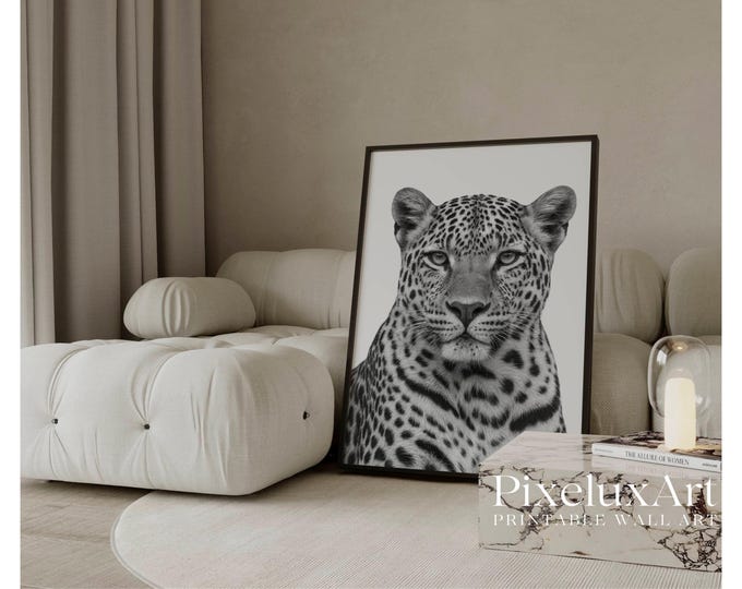 Black & White Leopard Wall Art Print, Modern Y2k Fashion…
