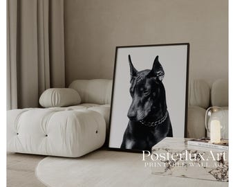 Stockholm Style Wall Art Set of 3 | Black & White Modern Prints | Doberman, Cheers Glasses and Lips | Minimal Fashion Home Decor, image 5