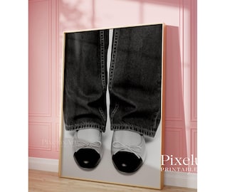 Black And White Shoes Art Print – Modern Stylish Girl Art for Dressing Room, Y2K Fashion Aesthetic Denim Poster, Stockholm Style Poster, image 6