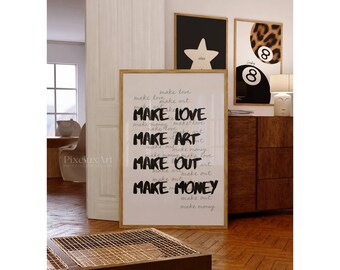 Make Love Make Art Trendy Collage Print, Black And White Y2k Fashion Print, Collage Apartment Print, Retro Funky Print, image 7