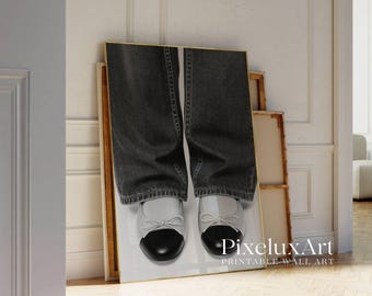 Black And White Shoes Art Print – Modern Stylish Girl Art for Dressing Room, Y2K Fashion Aesthetic Denim Poster, Stockholm Style Poster, image 5