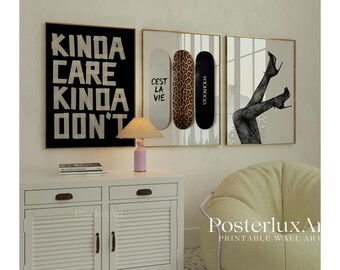 Trendy Leopard Stockholm Fashion Wall Art Set, Black White Modern Gallery Wall, 6 Aesthetic Posters, Y2K Chic Apartment Decor, Digital Print, image 3
