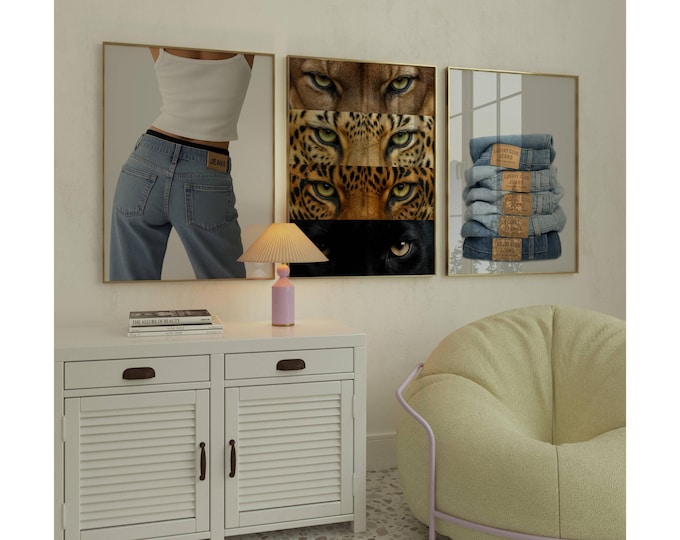 Set of 3 Fashion & Leopard Wall Art Set – Stockholm Style…