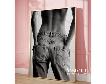 Chic Black and White Fashion Wall Art, Stockholm Modern Aesthetic Chic Apartment Decor, Stylish Y2K Wall Art, Kiss Lips & Leopard Print, image 6