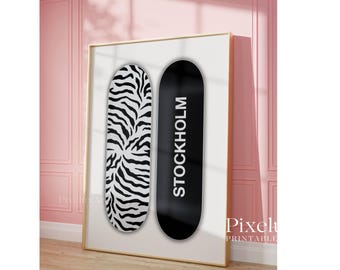 Zebra Skateboard Print – Modern Black & White Stockholm Style Print, Y2K Fashion Prints, Stylish Chic Modern Decor for Apartment Print, image 5