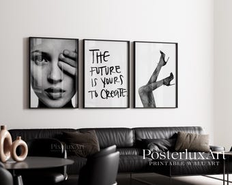 Stockholm Style Fashion Wall Art Set, Chic & Stylish Female Icon Photography, Black White Trendy Skateboard Wall Decor, Minimal Gallery Wall, image 6