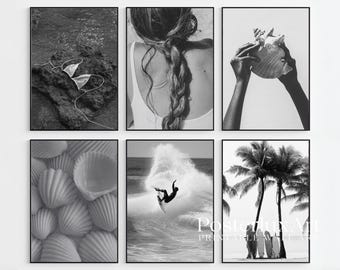 50+ Coastal Fashion Wall Art Bundle, Stockholm Style Black and White Prints, Beach Minimalist Poster Set, Modern Neutral Scandinavian Decor, image 3