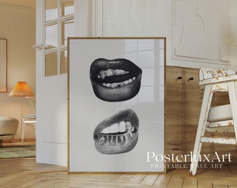 Leopard, Lips and Denim Wall Art Set | Chic Black White Fashion Posters | Stylish Modern Printable Wall Art, image 5