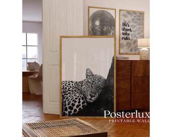 Black And White Leopard Wall Art Print, Modern Y2k Fashion Print, Cheetah Wall Art, Animal Chic Aesthetic Decor, Stylish Roar Cheetah Print, image 6